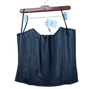 Miaou Leia Black Faux Leather Corset Top